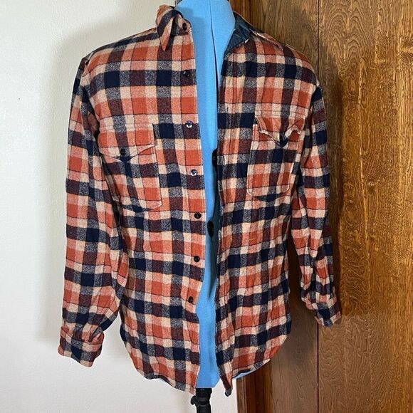 Vintage PENDLETON Brown Plaid Tartan 100% Wool Button Down Jacket Shirt Mens Sz - Picture 1 of 4